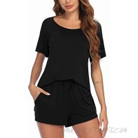 Ekouaer Pajama Set Women’s Short Sleeve Sleepwear Scoopneck Sleepshirts and Pj Shorts Sets Loungewear Nightwear S-XXL