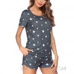 Ekouaer Womens Pajama Set Short Sleeve Sleepwear Star Print Nightwear Soft Pjs Lounge Sets with Pockets