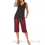 Ekouaer Womens Pajama Set Tank with Capri Pants Pjs Sleepwear Sets S-XXL