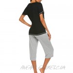 Ekouaer Women's Short Sleeve Tops and Capri Pants Cute Cartoon Print Pajama Sets with Pockets