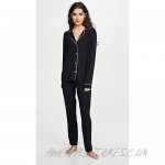 Gisele Tuxedo Slim Women's Pajama Set | Button Down Shirt w Front Pocket Slim Pants w Elastic Waist