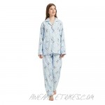 GLOBAL Comfy Pajamas for Women 2-Piece Warm and Cozy Flannel Pj Set of Loungewear Button Front Top Pants