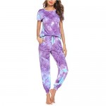 Hotouch Womens Pajamas Set Short Sleeve Cute Printed Tops and Pants 2 Piece PJ Sets Joggers Loungewear Sleepwear with Pockets