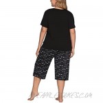 IN'VOLAND Women Pajama Set Plus Size Two Piece Pajamas Short Sleeve Capri Sleepwear Sets Cute Pjs Sets Print PJ set