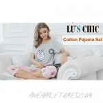 Lu's Chic Women's Cute Pajama Set Soft Cotton Capri Short Sleeve Comfy Pjs Pant Two Piece Sleepwear