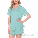 luxilooks Pajamas Silk Shorts Set Button Down Satin Pj Sets Women Short Sleeve Sleepwear 2 Piece Shirt Loungewear