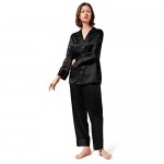 Mommesilk Silk Pajamas for Women Long Sleeve Washable 100% Real Mulberry Silk Pj Sets Sleep Summer Nightwear