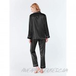 SIORO Women Pajamas Set Satin Long Sleeve Silk Pajamas for Womens Button Down Nightwear Soft Pj Sets Small~X-Large