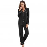 WiWi Bamboo Pajamas Set for Women Long Sleeve Sleepwear Button Down Nightwear Soft Pj Lounge Sets Loungewear S-3X