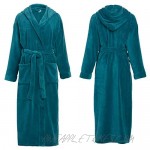 Alexander Del Rossa Women's Warm Fleece Robe with Hood Full Length Plush Printed Bathrobe
