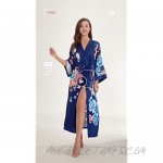 AMJM Women's stain Kimono Robes Long Print Flower ladise Bathrobe Nightgown