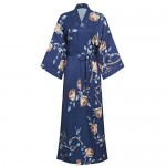 AMJM Women's stain Kimono Robes Long Print Flower ladise Bathrobe Nightgown