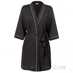 Amorbella Womens Cotton Kimono Robe Short Lightweight Bathrobe with Pockets
