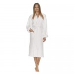 Boca Terry Women's Robe - Luxury Lightweight Bath Robe - Cotton Full Length White Bathrobe for Women - Medium / Large