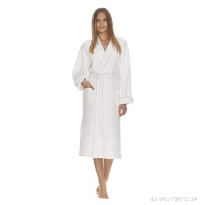 Boca Terry Women's Robe - Luxury Lightweight Bath Robe - Cotton Full Length White Bathrobe for Women - Medium / Large