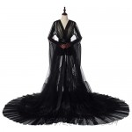 Bridal Dressing Robe Tulle Illusion Long Wedding Scarf Lingerie Robe Sexy Nightgown for Women