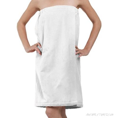 BY LORA Terry Cotton Velour Bath Wrap Shower Wrap for Ladies Women White One Size