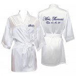 Classy Bride’s Personalized Mrs. Bridal Robe – Satin Robe for Women & Bridesmaid Robes - Wedding & Bridal Party Robes