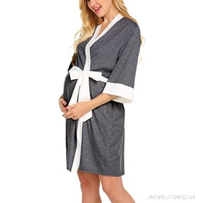 Ekouaer Maternity Nursing Robe Delivery Nightgowns Hospital Breastfeeding Gown