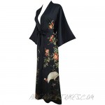 Ledamon Women's Kimono Robe Long - Classic Pocket Floral Bathrobe Nightgown