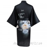 Ledamon Women's Kimono Short Robe - Classic Floral Bathrobe Nightgown