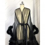 Marabou Robe Sexy Feather Bridal Robe Tulle Illusion Long Wedding Scarf New Custom Made …