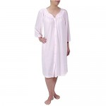 Miss Elaine Robe - Women's Nylon Tricot Short Button Robe Side Pockets and 3/4 Sleeves