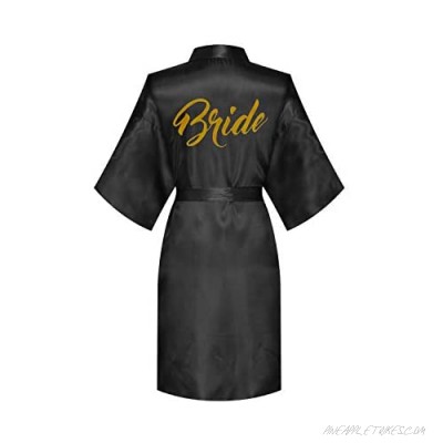 MORFORU Women Bride Bridesmaid Gold Glittering One Size Robe for Wedding Party Getting Ready Short