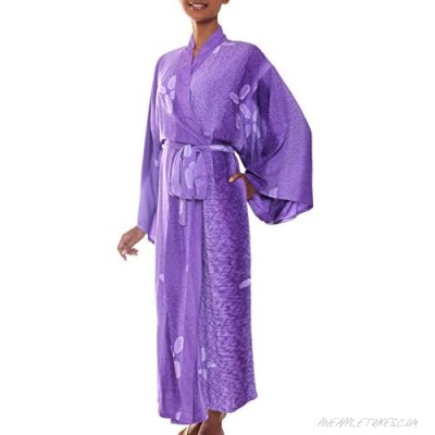 NOVICA Purple Women's Batik Robe 'Kissed by Violet'