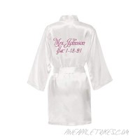 Personalized Mrs. Satin Bride Robe - Bridal White Robe for Wedding Day