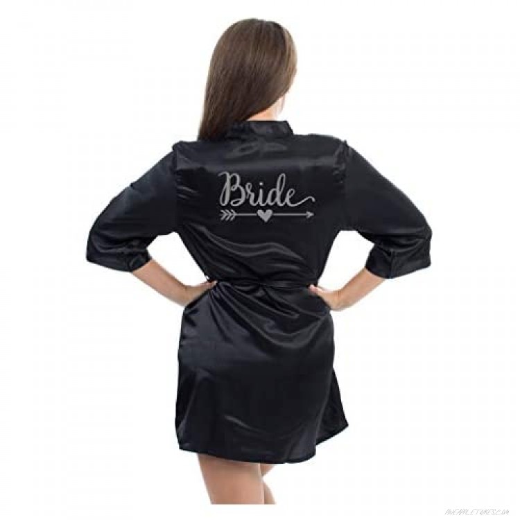Satin Robe for Bridesmaid Party with Silver Writing