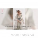 SIORO Women's Satin Robe Long Ruffle Hem Belted Kimono Bathrobe 3/4 Sleeve Silky Bridesmaid Bath Robes