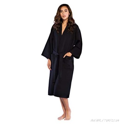 Turquaz Linen Lightweight Long Waffle Kimono Spa Robe for Women