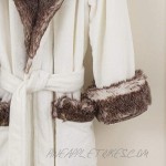 Vellux Faux Fur Trim Robe & Slipper Set Medium White