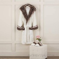 Vellux Faux Fur Trim Robe & Slipper Set Medium White