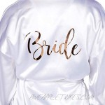 White Wedding Satin Kimono Robe for Bride Rose Gold Letters