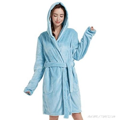 Women’s Long Fuzzy Hoodie Robe and Short Plush Hooded Robe Cozy and Warm.
