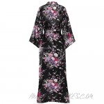 Women's Long Silk Robes Lightweight Long Satin Robes Full Length Sleepwear Dressing Gown