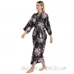 Women's Long Silk Robes Lightweight Long Satin Robes Full Length Sleepwear Dressing Gown