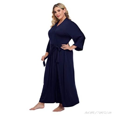 Women's Plus Size Robes Bathrobes Long Robe Gown Soft Sleepwear Spa Knit Lightweight Loungewear