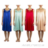 4 Pack of Silky Lace Accent Sheer Nightgowns - Medium to 4X Available (9006)