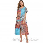 Bloggerlove Zipper Front Robes Women House Coat Half Sleeve Loungewear Long Nightgown with Pockets S-XXL