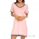 Cotton Nightgowns for Women Casual Night Shirts for Women Sleepwear Women's Short Sleeve Shirts