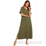 Ekouaer Loungewear Long Nightgown Women's Ultra-Soft Nightshirt Full Length Sleepwear with Pocket Green