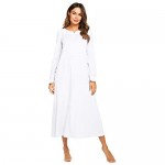 Ekouaer Nightgown Womens Long Sleeve Warm Sleepwear V-Neck Lace Victoiran Loungewear S-XXL