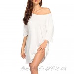 Ekouaer Tshirt Dress Nightgown Short Sleeve Women's Oversized Sleep Tops Off Shoulder Loose Nightshirt Sexy Bridal Gift