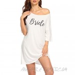 Ekouaer Tshirt Dress Nightgown Short Sleeve Women's Oversized Sleep Tops Off Shoulder Loose Nightshirt Sexy Bridal Gift
