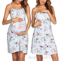 Ekouaer Women's Nursing Nightgown Maternity Dress Breastfeeding Gown Full Slips Sleepwear
