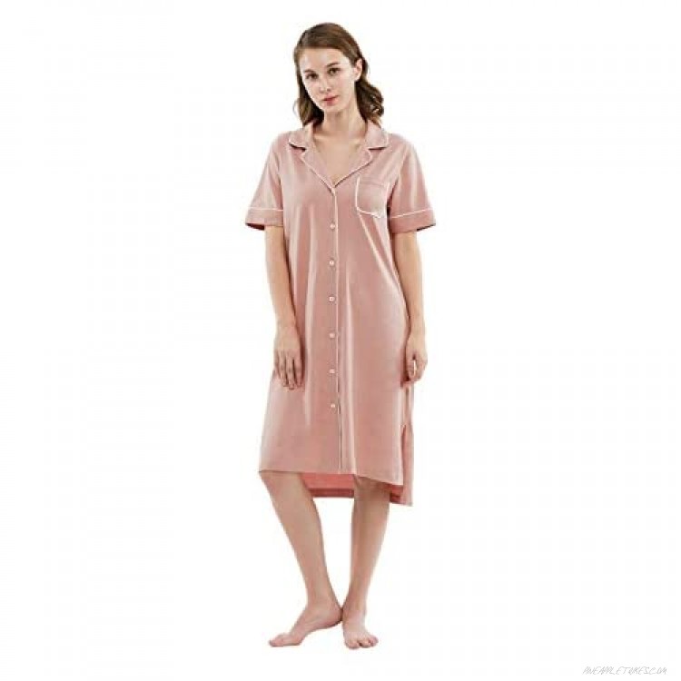 Femofit Modal Cotton Night Gown Dresses for Women Pajamas Sleepshirts Long Nightgowns Sleep Shirts Sleepwear S~XL