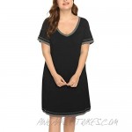 IN'VOLAND Women Plus Size Nightgown Short Sleeve Loungewear V-Neck Sleepwear Comfy Sleep Shirt Pajama Dress (16W-24W）